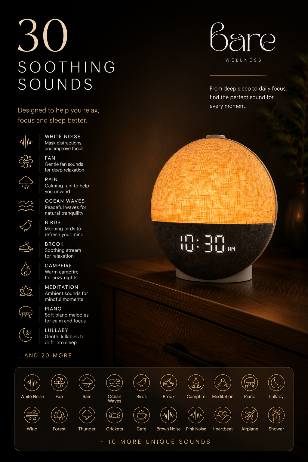Bare Sunrise Alarm Clock & Sleep Sound Machine - Bare Wellness