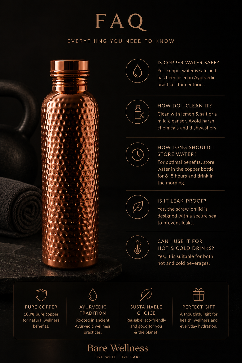 Bare™ PureFlow Copper Wellness Bottle