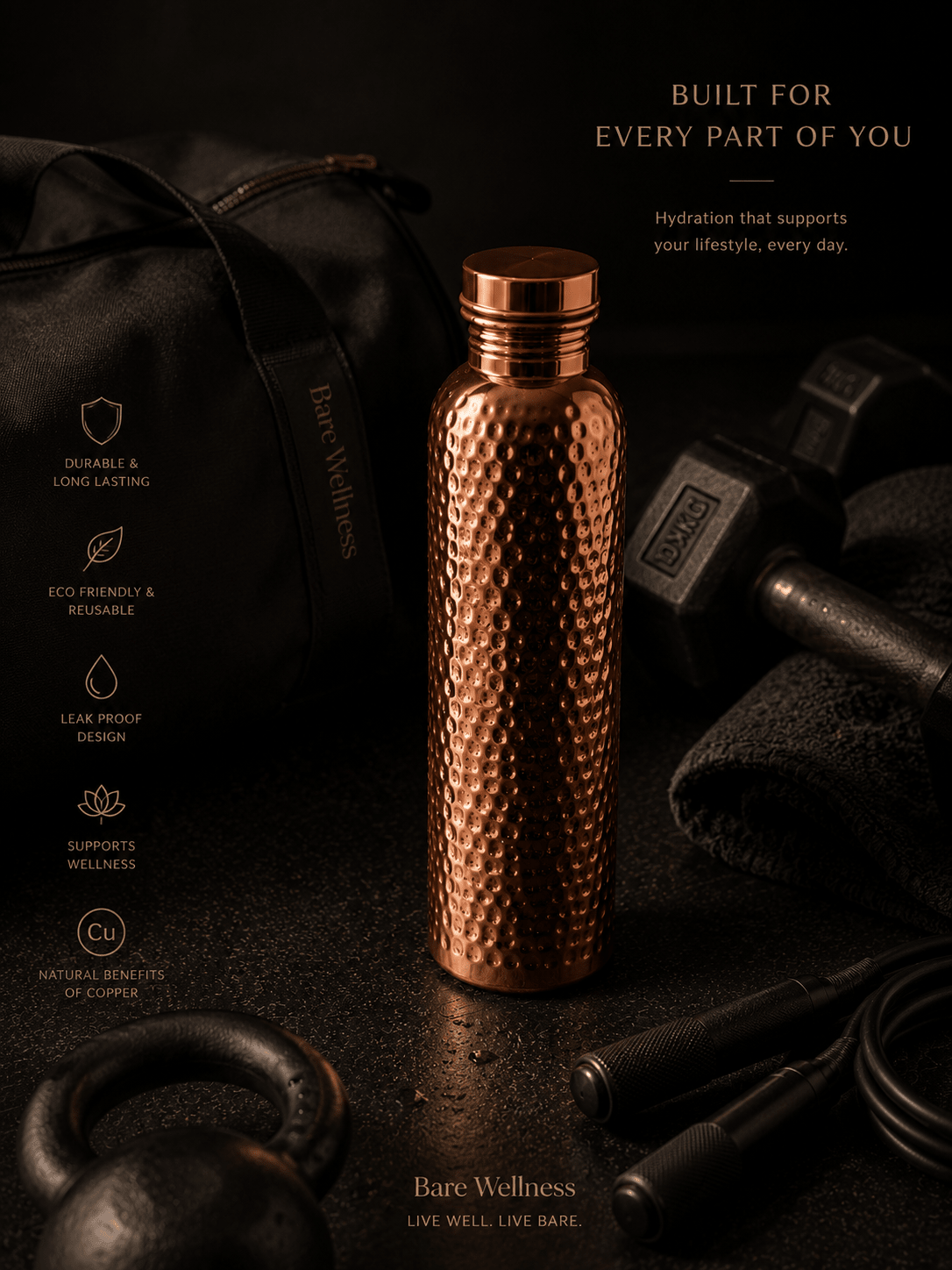 Bare™ PureFlow Copper Wellness Bottle - Bare Wellness