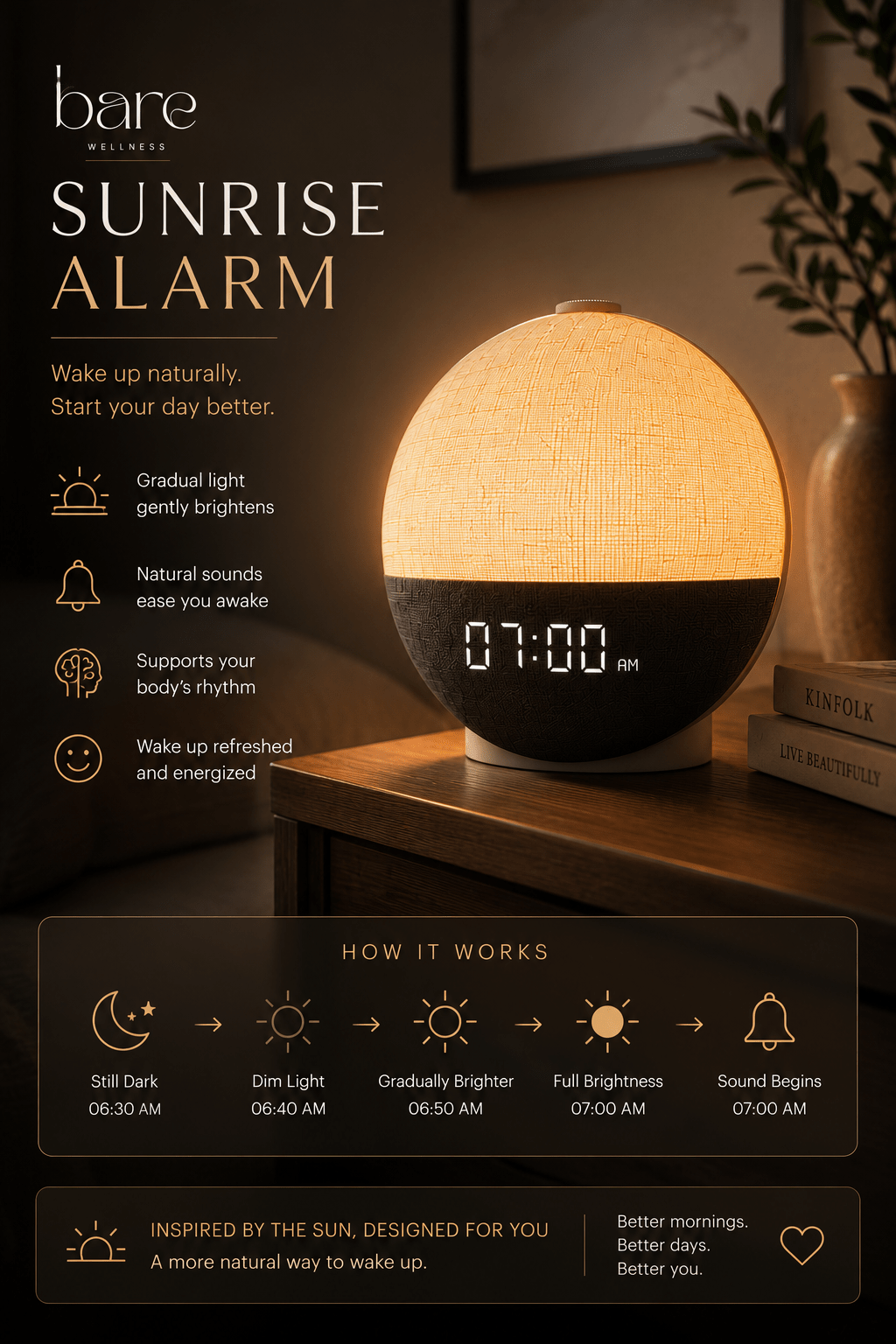 Bare Sunrise Alarm Clock & Sleep Sound Machine - Bare Wellness