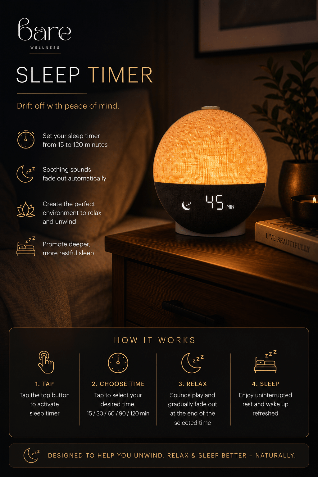 Bare Sunrise Alarm Clock & Sleep Sound Machine - Bare Wellness
